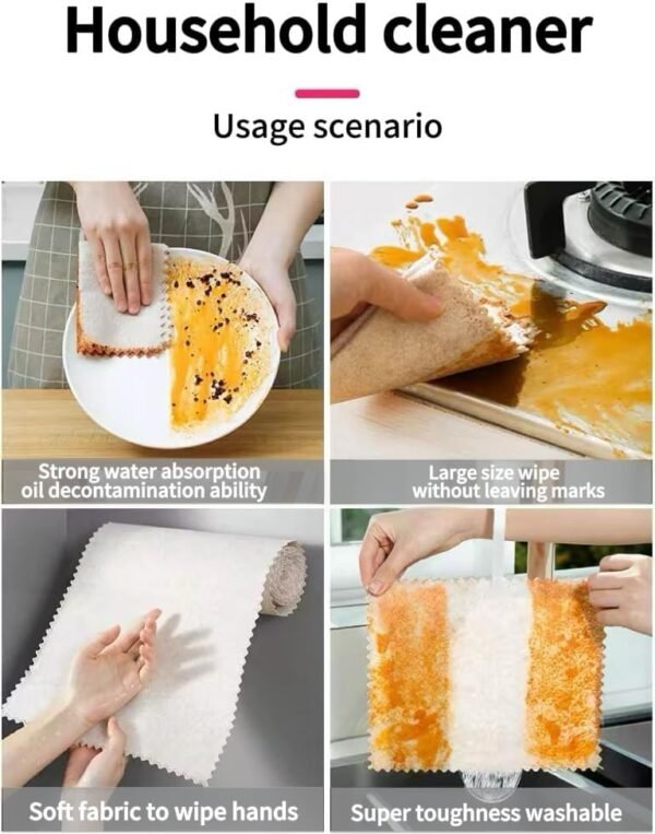 10 Pack Loofah Dish Sponge, Absorbent ＆ No Odor Swedish Towels Reusable, Biodegradable Dish Cloths, Washable Cellulose Sponge Cloths,9.84inch x 9.84inch Size, Brown - Image 9