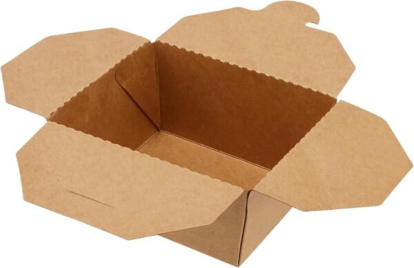 PINGEUI 60 Pack Kraft Food Containers, 30 oz Kraft Paper Brown Take Out Lunch Meal Food Packaging Boxes Leak and Grease Resistant to Go Containers for Catering Restaurant Picnic Party - Image 3