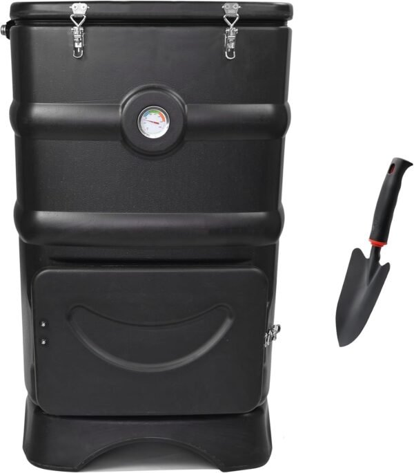 Insulated Compost Bin with Ventilation System - Quickly Composting All Year Round,A Reservoir at The Bottom Design to Collect The Leachate (30 Gal,Black)