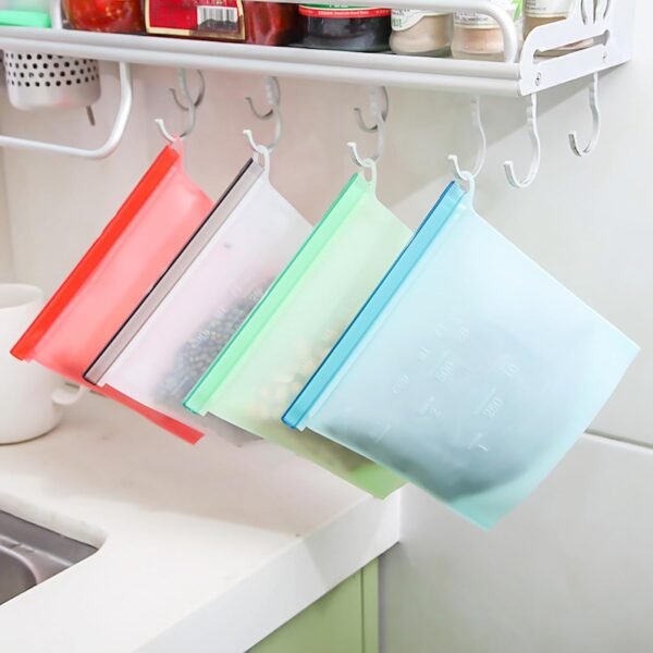Reusable Silicone Food Storage Bags, WINDSIUUU 100% Silicone Food Grade Containers, Leakproof, Sandwich Snack Bags, Stand Up Zip Container for Soup and Leftovers, Dishwasher & Microwave Oven Safe-18OZ - Image 8