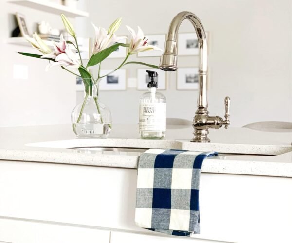 Buffalo Plaid Kitchen Towels Set of 3 - Blue Gingham Kitchen Towels, Hanukkah Towels Kitchen, Cotton Dish Towels - Navy Blue Cotton Kitchen Towels - Farmhouse Kitchen Towels (18x28) - Image 2
