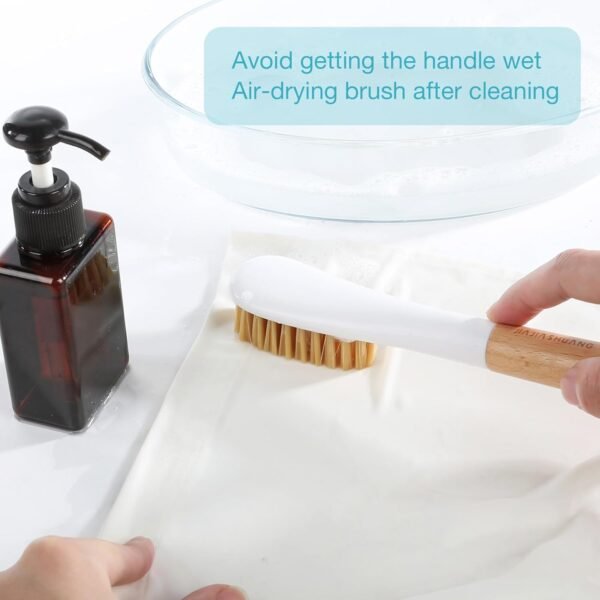 Wood Laundry Brush, OSCIOSS Laundry Stain Brush wth Long Handle and Soft Bristle for Cleaning Clothes & Shoes, Protable Laundry Brush for Stains on Clothes (Natural-2Pack) - Image 4