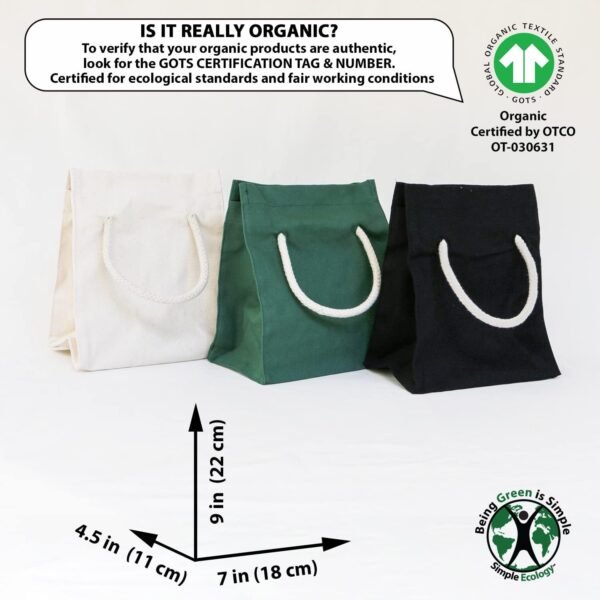 Organic Cotton Simple Lunch Bag - Natural - Image 2