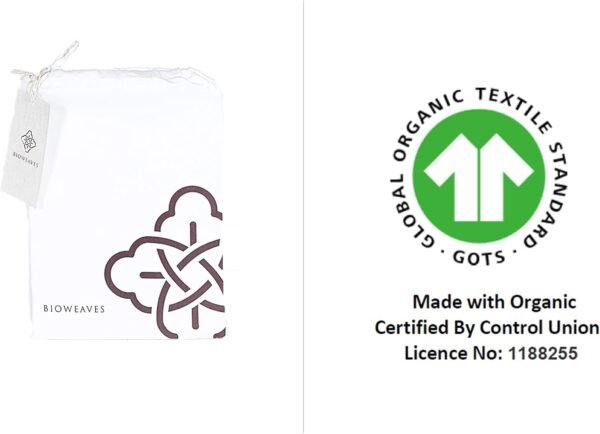 Bioweaves 100% Organic Cotton Percale Weave Body Pillow Cover with Zipper – Crisp, Soft & Naturally Cooling, 300 Thread Count GOTS Certified Body Pillow Pillowcase – 21” x 54”, White - Image 6