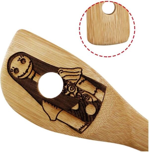 Unique Pattern Burned Wooden Spoons Nightmare Before Christmas Kitchen Slotted Spoon House Warming Presents Bamboo Utensil Set - Image 3