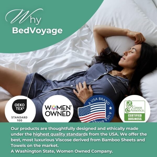 BedVoyage 100% Viscose Derived from Bamboo Queen Sheet Set - Cooling Bed Sheets for Ultimate Comfort, Breathable & Soft with Deep Pockets - 18” (Stone) - Image 3