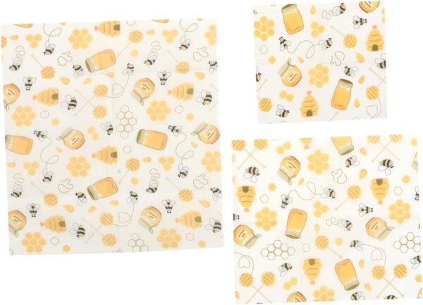minkissy 3pcs Beeswax Food Wraps Lid Mason Jar Food Wrappers Reusable Wax Wraps Bee Food Wraps Bees Wax Wraps Reusable Washable Packaging Cloths Plastic Paper Clothing