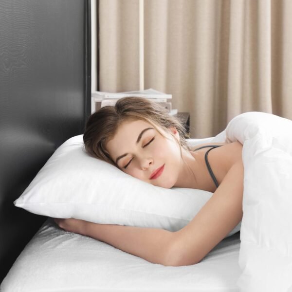 downluxe Goose Down Pillows - Hotel Collection Feather Pillows Set of 2 for Back, Stomach or Side Sleepers, Queen Size (20"x28") - Image 5