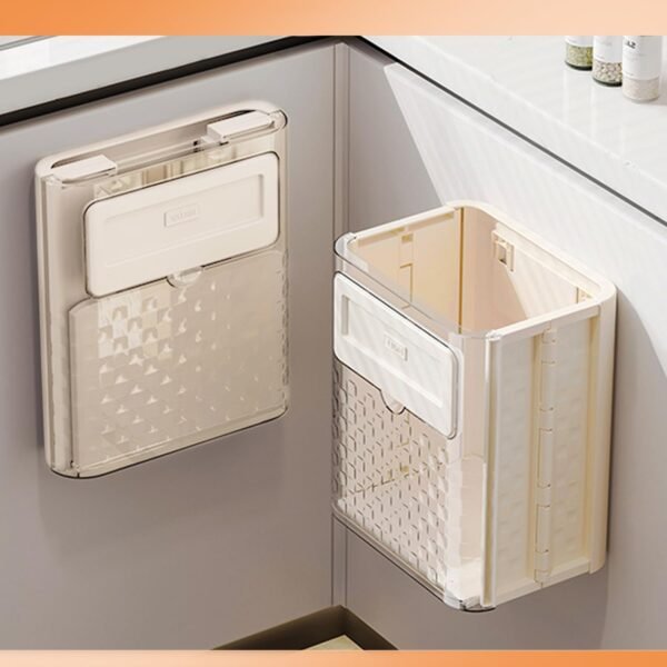 Hanging Kitchen Trash Can Collapsible Trash Bin Magnetic Garbage Bin Plastic Waste Can Compost Bin Garbage Can for Kitchen Bedroom Bathroom Cabinet - Image 2