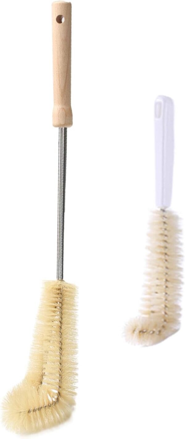 Bottle Brush Cleaner Set Long Handle Natural Pig Bristle Bottle Cleaning Kitchen Scrub for Water Bottle, Wine Decanter, Cup, Jug, Teapot, Baby Bottle, Pot, Straw (Jug Brush & Kettle Brush)