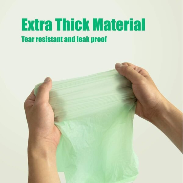 POWERTEC Compostable Bags, 2.6 Gallon (9.84 Liter), 100 Count, Extra Thick 0.71 Mil Kitchen Scrap Waste Bag, ASTM D6400 US BPI & European OK Compost Home Certified, Biodegradable Yard Waste Trash Bag - Image 3