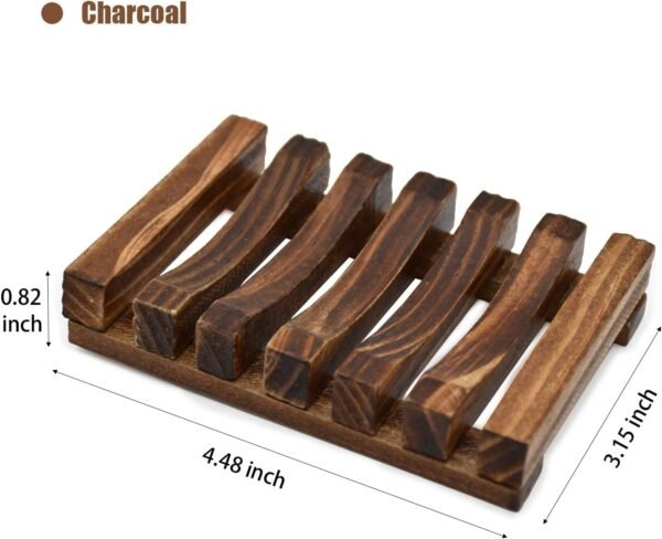 Self Draining Soap Dish Holder/ Tray, 3 Pcs Natural Wooden Soap Saver, Soap Case for Shower, Bathroom, Extend Soap Life, Keep Soap Bars Dry Clean & Easy Cleaning（Charcoal） - Image 5