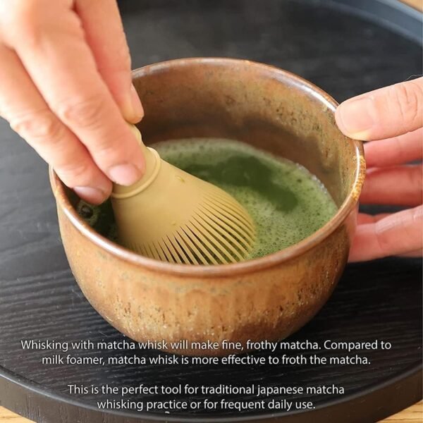 Matcha Whisk Set, Japanese Tea Set (4pcs) includes PP Resin Matcha Whisk, Bamboo Spoon, Scoop and Ceramic Matcha Whisk Holder, Tea Making Tools, Matcha Kit, Ceremony Gifts (Green) - Image 6