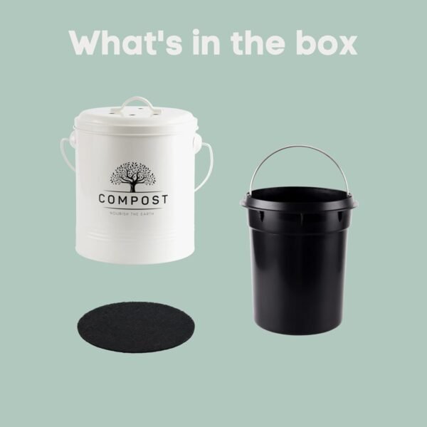Perfnique Kitchen Compost Bin, 1.3 Gallon Countertop Compost Bin with Lid, Indoor Compost Bucket Includes Inner Bucket Liner and Carbon Filter, Small Compost Bin (Without Bags, Cream) - Image 6