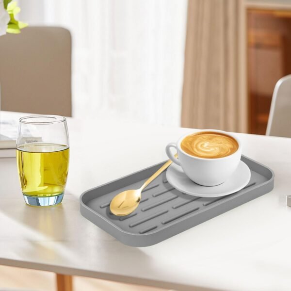 3 Pack Dish Racks, Silicone Kitchen Sink Organizer Tray and Dish Drying Mat for Bathroom Counter, and Sponge Soap Holder for Dish Soap Bottle, Soap Dispenser, Grey - Image 3