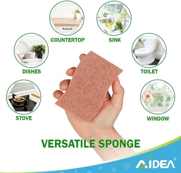 AIDEA Non-Scratch Scrub Sponge-24Count, Natural Sponges for Non-Stick Cookware, Sponges Kitchen, Cellulose Sponges for Dishes, Cleaning Sponge for Kitchen, Bathroom, Household - Image 5