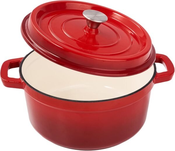 6.5 Quart Enameled Cast Iron Dutch Oven Pot with Lid, Dual Handle for Bread Baking, Pre-Seasoned Cookware, Heavy-Duty, Oven Safe up to 500° F, Non-stick & Applicable All Cookings, Red