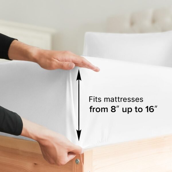 King Size 4 Piece Sheet Set - Comfy Breathable & Cooling Sheets - Hotel Luxury Bed Sheets for Women & Men - Deep Pockets, Easy-Fit, Extra Soft and Wrinkle Free Sheets - White Oeko-Tex Bed Sheet Set - Image 5