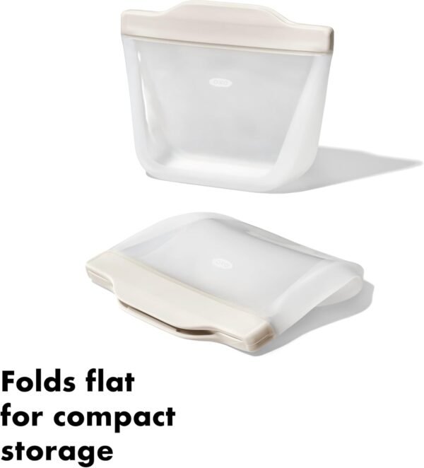 OXO Good Grips Silicone Reusable Bag – Stand-Up Snack (12 oz) – Oat - Image 7