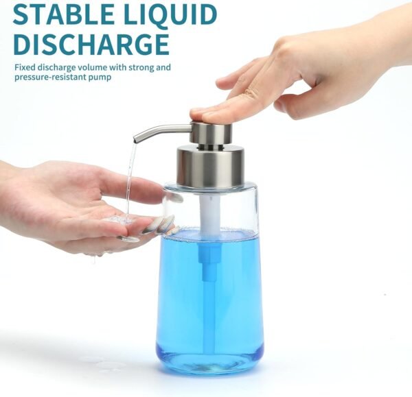 Doiliese Soap Dispenser, Glass Hand Soap Dispenser with Rust Proof Pump, 17oz Liquid Soap Dispenser with Waterproof Labels, Dish & Hand Soap Dispenser for Bathroom, Kitchen, Brushed Nickel, Pack of 2 - Image 4