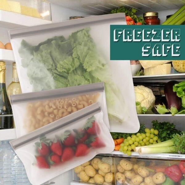 Reusable Gallon Freezer Bags, Ziplock Leakproof Reusable Gallon Bags for Marinate Meats, Fruit, Sandwich, Snack, 2 Gallon Bags + 4 Quart Bags + 4 Snack Bags - Image 2