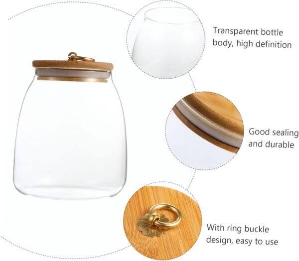 1pc Glass Storage Jar Snacks Storage Tank Airtight Coffee Container Kitchen Storage Jars Snack Containers Kitchen Storage Containers Coffee Tea Storage Tin Rice Jar Candy Jar Wood - Image 6