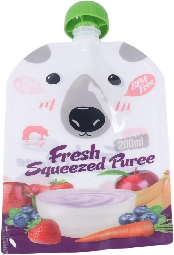 Reusable Food Pouch Portable Squeeze Baby Food Storage Bag 10 Pcs 200ml Refillable for Fruit Puree Reusable Food Pouch Baby Food Storage Bag Squeeze Baby Food Refillable Storage - Image 7