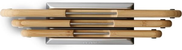 Joseph Joseph Nest™ Boards 3-Piece Bamboo Cutting Board Set, Double-Sided, Non-Slip Feet, Stainless-Steel Tabs, Food Icons, Metal Stand - Image 3