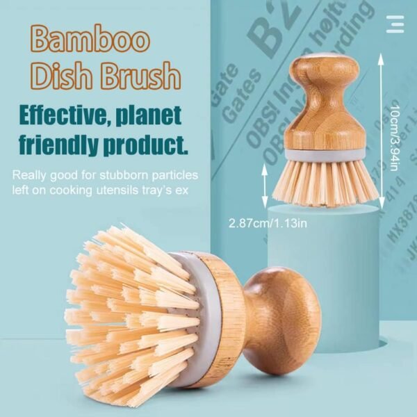 Bamboo Dish Brush Scrub Wooden Brush - Bamboo Dish Brush，Brush for Dishes,Palm Brush Dish Scrubber Suitable for Washing Dishes,Stubborn Stains & Vegetables. - Image 5