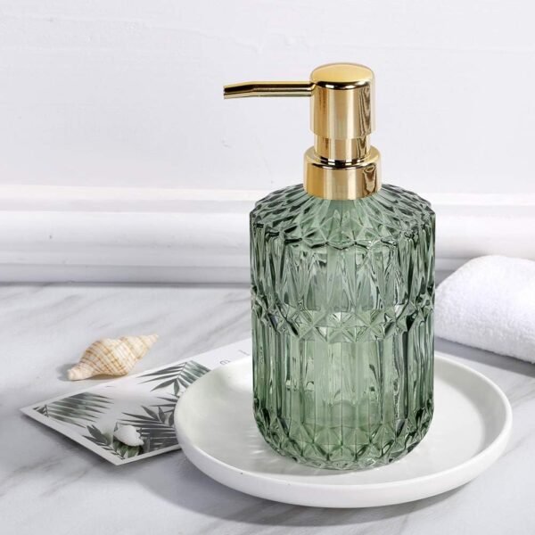 Soap Dispenser with Pump, Refillable Liquid Hand Soap Dish Soap Dispensers for Bathroom Counter, Kitchen Sink (Green) - Image 3