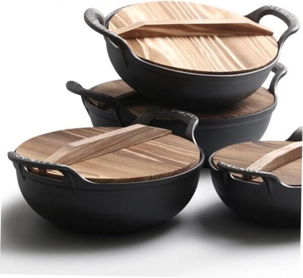 CANIGHT Outdoor Cast Skillet Kitchen Pans Electric Kettle Frying Wok Cookware Silverware Boiled Stove Cooking Non Big Camping Saucepan Wok Pan Wok Fryer Oven Griddle Hob - Image 3