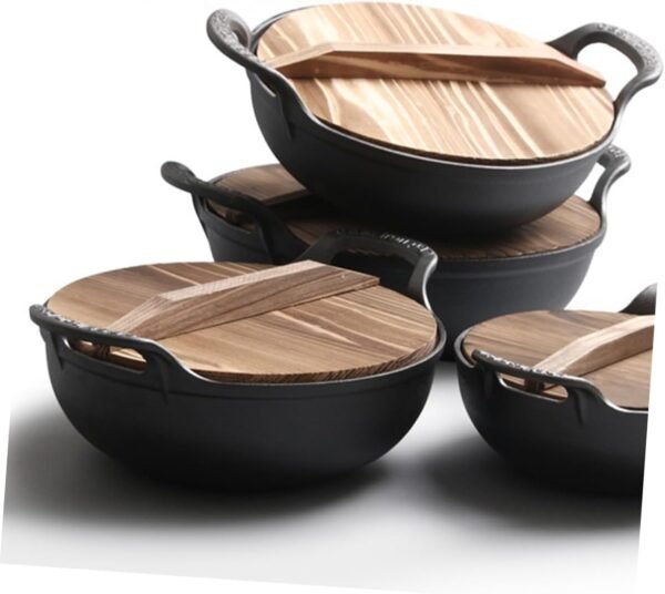 Outdoor Cast Deep Frying Pan Frying Pans Camping Cookware Fondue Pot Chafing Dish Griddle Pan Iron Pots Outdoor Hot Pot Household Cooking Pot Soup Pot - Image 9