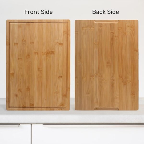 Large Bamboo Cutting Boards for Kitchen Cheese Chopping Board Wood Cutting Board with Juice Groove and Side Handles - Image 4