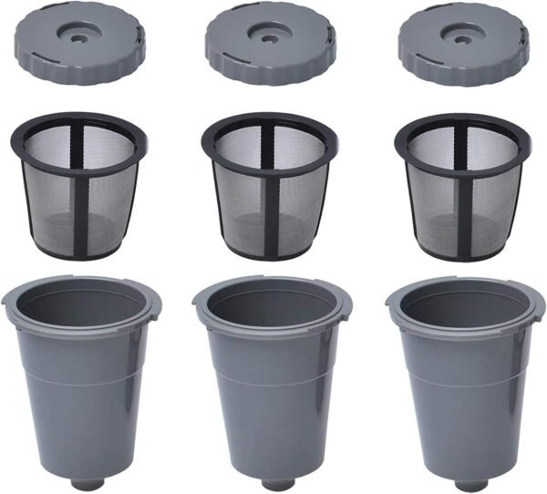 Reusable Coffee Filter Compatible with Keurigg My K Cup B30 B40 B50 B60 B70 K10 MINI Plus K15 K40/45 K55 K60/65 K70/75/79 Series 5048 Old Mode Grey by Podoy (3 Pack)