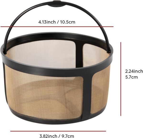 Reusable K Duo Coffee Filter for K Duo Essentials and K-Duo Brewers 8-12 Cup Coffee Makers Basket Gold Mesh Coffee Filter by TURLEE - Image 2