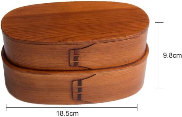 DODY Wooden Lunch boxes, Japanese Traditional Natural Square Wooden Lunch Containers Women's Men's Adult Kids Wood Bento Box with Spoon Fork kit and Storage bag - Image 2