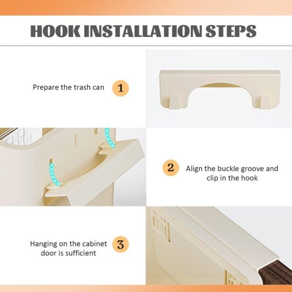 Hanging Kitchen Trash Can Collapsible Trash Bin Magnetic Garbage Bin Plastic Waste Can Compost Bin Garbage Can for Kitchen Bedroom Bathroom Cabinet - Image 5