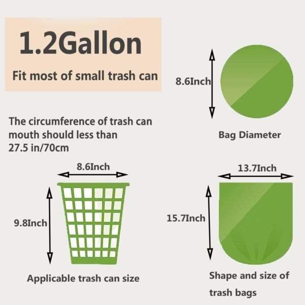 Small Trash Bags 1.2 Gallon, 120 Count Bathroom Garbage Bags, Compost Trash Bags for 1-2 Gallon Trash Can, Small Trash Bags Bathroom Strong and Tough for Kitchen Office - Image 3