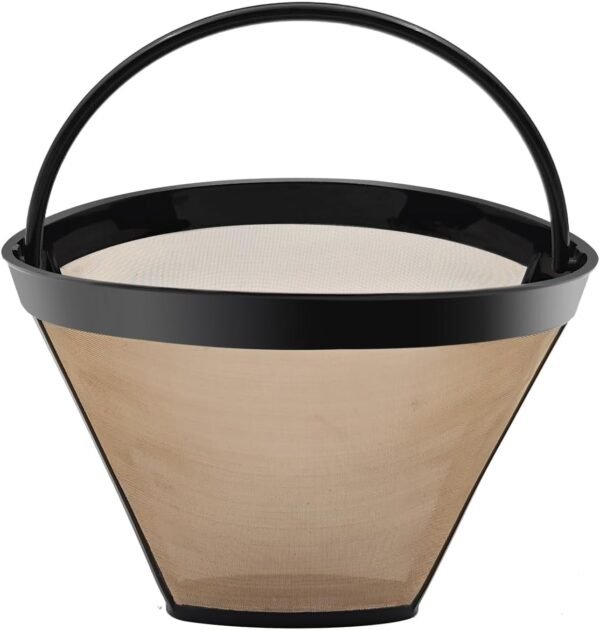 Gold Coffee Filter Reusable #4 Cone Coffee Filters Basket Replacement fits Cuisinart/Ninja Coffee Makers and Brewers (1) - Image 4