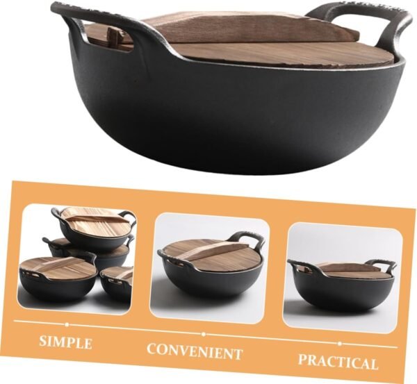 CANIGHT Outdoor Cast Skillet Kitchen Pans Electric Kettle Frying Wok Cookware Silverware Boiled Stove Cooking Non Big Camping Saucepan Wok Pan Wok Fryer Oven Griddle Hob - Image 5