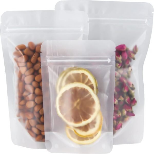 FireKylin 100 Pcs Resealable Bags,4.3" x 6.7"Matte Stand Up Food Bags,Zip Lock Food Storage Bags for Packaging Products,Herbs,Snack,Tea,Spices,Pet Food and Soaps