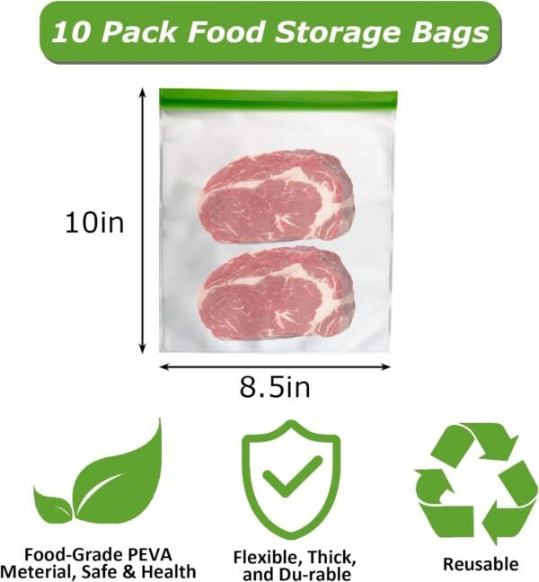 Odor Proof Food Storage Bags Reusable Bear Bags for Food Backpacking No-Odor Zipper Barrier Bags Fit Home Organization, Food Storage,Freezer Safe(10p-8.5x10in) - Image 5