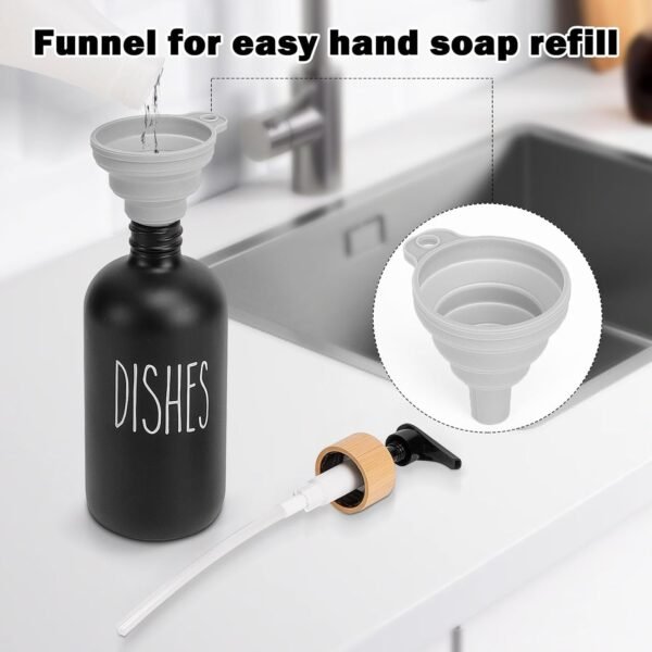 HarJue Glass Soap Dispenser Set, Refillable Dish Soap Pump Dispenser, 2×Hand Soap Dispenser, Kitchen Bathroom Counter Shampoo Conditioner Dispenser (Pump Dispenser Only) - Image 4