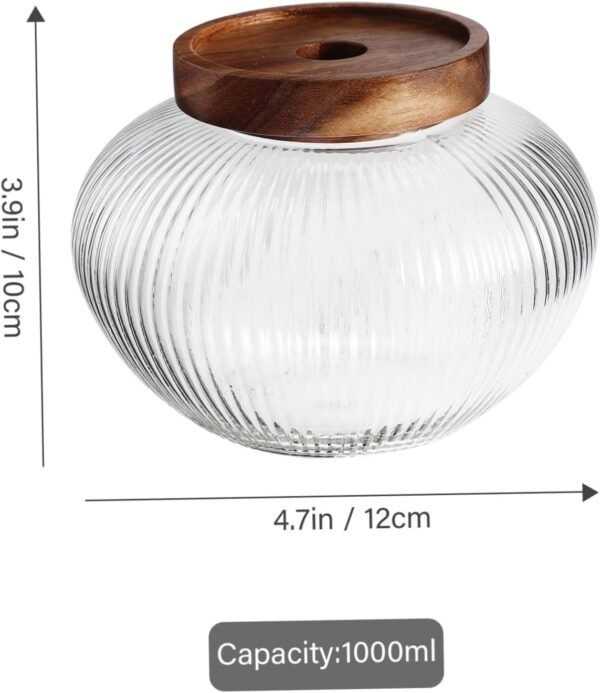 Luxshiny Glass Jar Airtight Container Storage Containers with Lids Dishwasher Cookie Jar Clear Jar with Lid Food Storage Containers Bell Jar Laundry Container Dryer Container House Wood - Image 2