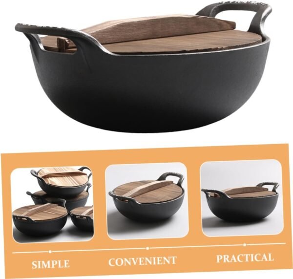 Outdoor Cast Deep Frying Pan Frying Pans Camping Cookware Fondue Pot Chafing Dish Griddle Pan Iron Pots Outdoor Hot Pot Household Cooking Pot Soup Pot - Image 6