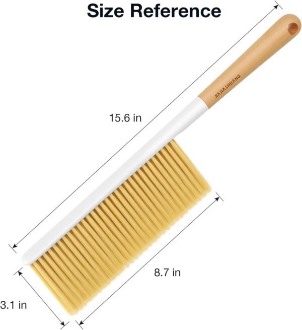 Hand Broom Cleaning Brush, Soft Bristle Dust Brushes with Wood Handle, Household Cleaning Brushues for Car, Carpet, Garden, Clothes, Various Furniture Such As Beds, Sofas (Natural) - Image 5