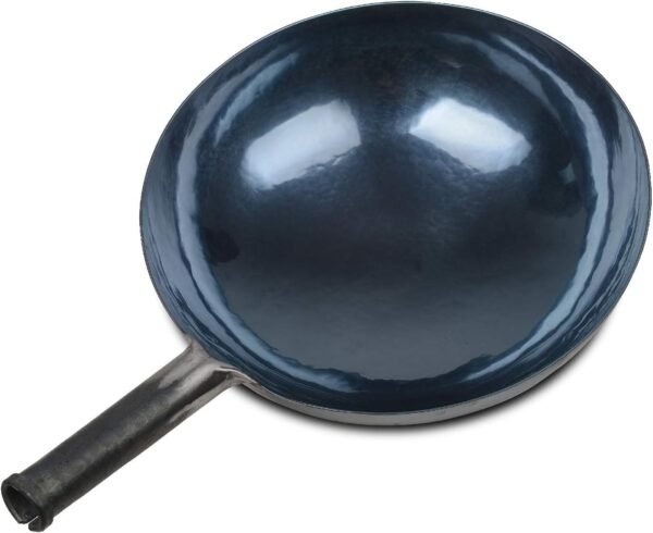 臻三环 Chinese Hand Hammered Iron Woks and Stir Fry Pans, Non-stick, No Coating, Less Oil, 章丘铁锅，Carbon Steel Pow (seasoned 30CM)