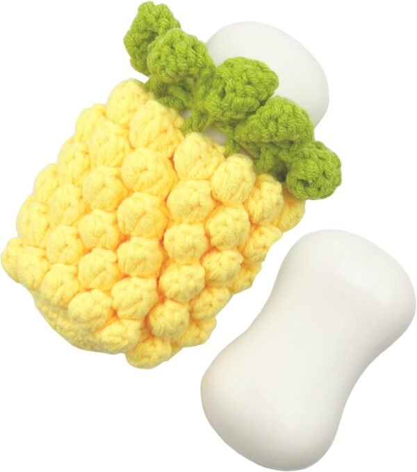 2 Pieces Pack Crocheted Finished Pineapple Soap Bags, Soap Savers for Bar Soap, Foaming and Drying The Soap - Image 2