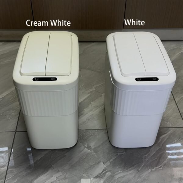 Sensor Trash Can with Automatic Lid 3 Gallon,Hanging Motion Sensor Garbage Can, Bathroom Trash Cans,Smart Trash Bin, Mountable/Desk for Kitchen Compost Bin,Liveroom,Office,Cream White/White - Image 4