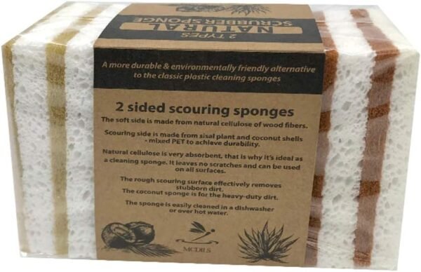 Eco sponges 2 Types Natural Plant Based Scrub Sponge 8 Pack Palm Fiber Scrubbing Sponge with Non Scratch Compostable Sponges Durable No Odor Kitchen Scrubber Eco Friendly Kitchen sponges - Image 5